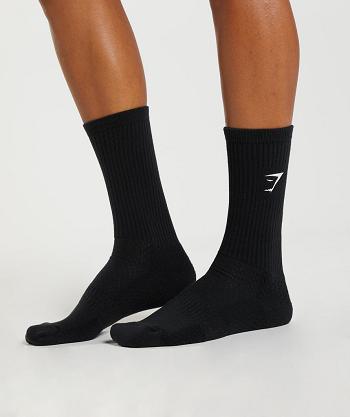 Calcetines Gymshark Premium Sharkhead Crew Single Accessories Negras | CO 4168CTV